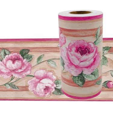 Imagem de Yifely Papel De Parede Removível Com Borda Peônia Luxo, Adesivo Autoadesivo Para Decoração Cozinha E Banheiro