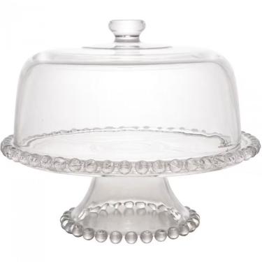 Imagem de Prato Para Bolo Wolff Pearl Com Tampa E Pedestal Em Cristal Transparente