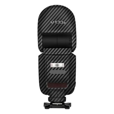 Imagem de Película protetora de flash para câmera Godox V100 Body Vinly Wrap Skin Premium Adesivo de Fotografia Decalque V100 (Fibra de Carbono Preto)