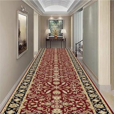 Imagem de Tapetes Estreitos Do Corredor Do Corredor, Corredores Longos Vermelhos Tradicionais Do Tapete Do Revestimento Protetor Antiderrapante Para Escadas Do Corredor Da Passag, 70×450cm/2.3ft×14.8ft