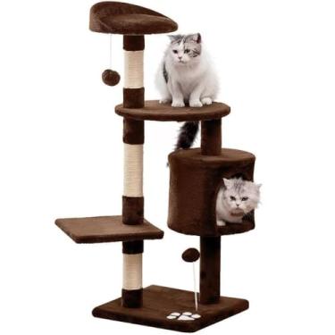 Imagem de Arranhador De Gato Torre Casinha 5 Andares Luxuoso Brinquedo Poste Sisal Cama Toca Grande(Marrom)