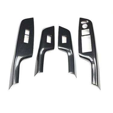Imagem de SZFKACCESS Para Honda Civic 2012 2013 2014 2015 Estilo fibra de carbono ABS Botões de elevação de porta de janela, Tampa de freio de mão, Acabamento da tampa do painel de ar condicionado (guarnição do painel de elevação da janela da porta)