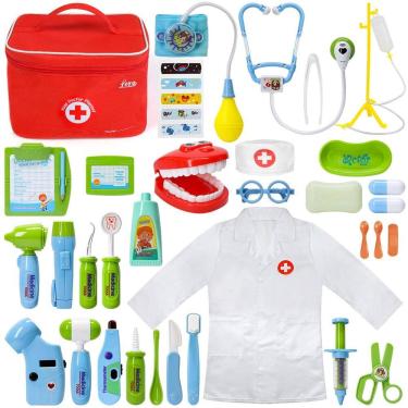Imagem de Kit médico de brinquedo LOYO para crianças com 35 peças - azul-verde