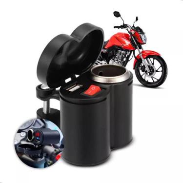 Imagem de Carregador de Celular Moto Isqueiro Prova d'Água Tomada 12V USB 5V - T
