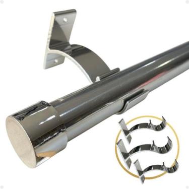 Imagem de Kit 3 Suporte Perfil Parede Varão Comum Ilhós 28mm Cortina Argola Inst