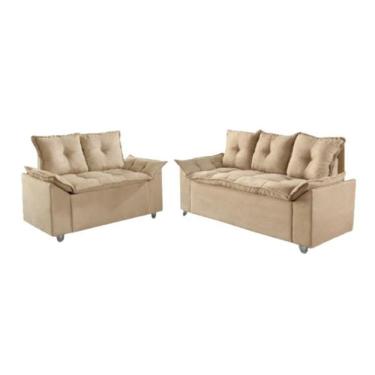 Imagem de Conjunto Sofá 2 E 3 Lugares Viena Veludo Bege