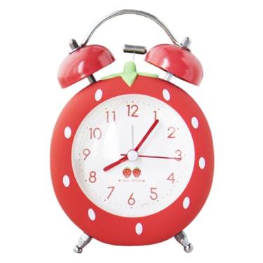 Imagem de Despertador para crianças, corrida silenciosa, fofo, desenho animado, morango, despertador alimentado por bateria com luz noturna e som alto para casa, quarto, escola, não inclui bateria para crianças
