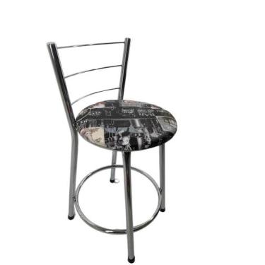 Imagem de Banqueta Banco Baixa Encosto Bar Balcão Cozinha Cromada - FortMix, Cer