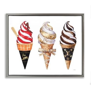 Imagem de Stupell Industries Design de arte de parede em tela flutuante cinza sorvete glamour redemoído por Amanda Greenwood, 25 x 31