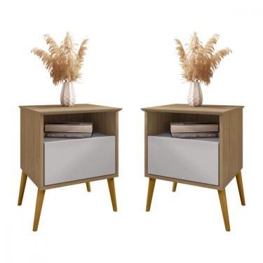 Imagem de Kit 2 Mesas De Cabeceira Cancun Cinamomo E Off White Bechara