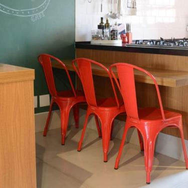 Imagem de Cadeira em Aço com Encosto Berlim Siena Móveis Vermelho