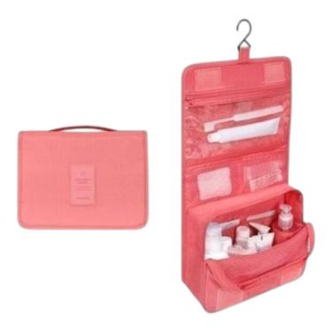 Imagem de Necessaire Em Nylon Organizadora Higiene Para Viagem Rosa