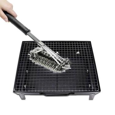 Imagem de Escova Limpa Churrasqueira Grelha Cerdas De Aço Grill Espeto Churrasco