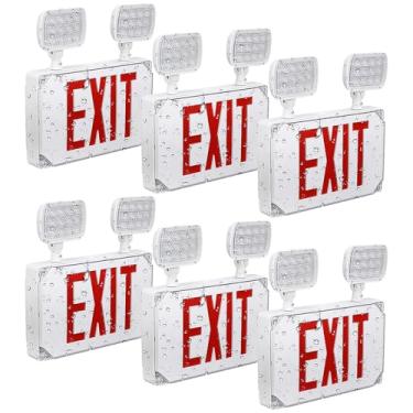 Imagem de LEONLITE - Luz de saída LED, sinal de saída de local úmido com luzes de emergência, certificação UL, luz de emergência combinada com bateria reserva, luz de saída externa definitiva