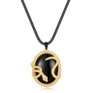 Imagem de WOWORAMA Colar gótico preto para mulheres, Halloween, crânio, cobra, lua negra, punk, bruxa, coração, gótico, joia de Halloween, adjustable, Liga de aço, Sem Pedra Preciosa