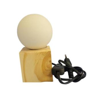 Imagem de Abajur Rústico Madeira com Globo de vidro Luminária de mesa - IluminAq