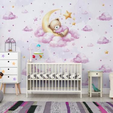 Imagem de Papel de Parede Infantil Ursinho Quarto de Bebe Menina 9m² - Quartinho