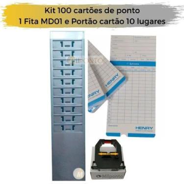 Imagem de Kit Porta Cartão 10 lug. + 100 cartões de ponto e fita MD01 - MD01 Mil