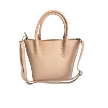 Imagem de LaGaksta Perla Mini bolsa feminina com alça superior – Bolsa pequena 100% de couro italiano – Bolsa de ombro transversal, Rosa empoeirado, Small