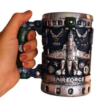 Imagem de Caneca de Chopp Cerveja Aviação Americana Airforce Decoração Bar 300 ML Resina e Aluminio
