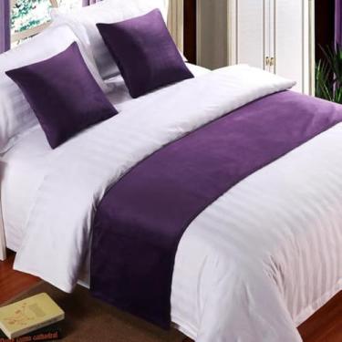 Imagem de Lenço de corredor de cama de veludo macio cachecol colcha de cama de luxo protetor de cama para quarto hotel decorativo para pé da cama queen king size toalha de extremidade de cama - roxo-2||50 x 240