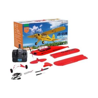 Imagem de Avião RC Sem Escovas Amarelo E Vermelho RTF 24G 3D 6G Controle Remoto 