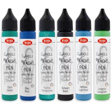 Imagem de Conjunto de canetas de cera de vela LM-Kreativ - Frutas - 6 cores (0,95 ml cada) | Kit de decoração de velas DIY | Canetas de tinta de vela | Marcadores de cera para velas de batismo | Arte criativa