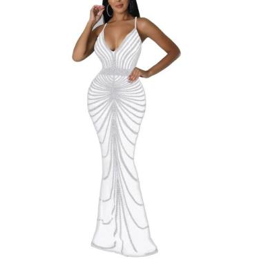 Imagem de Vestido maxi Nagfar Rhinestone, festa de aniversário, clube, sair à no