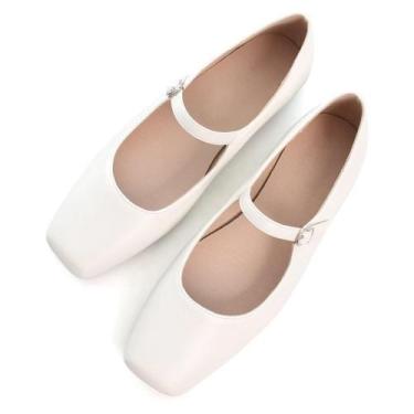 Imagem de Sapatos rasos TN TANGNEST Leather para mulheres bege tamanho 41 (8,5)