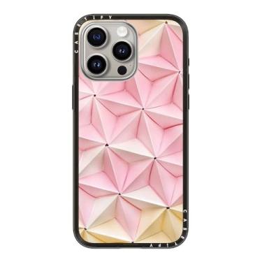 Imagem de CASETiFY Capa compacta para iPhone 15 Pro Max [fina e elegante/compatível com Magsafe/1,2 m. 2X proteção contra quedas de grau militar] - Origami em rosa pastel - preto transparente