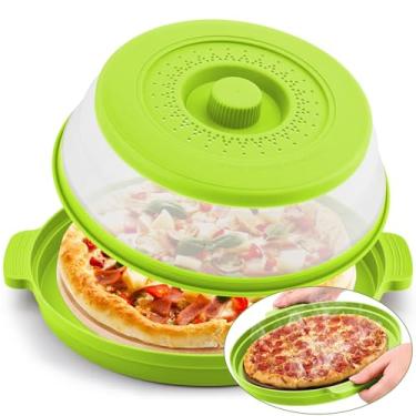 Imagem de Capa contra respingos de micro-ondas e placa antiqueimaduras, capa de micro-ondas dobrável de plástico e silicone para alimentos com ventilação, capa protetora de pratos de cozinha para preparação de