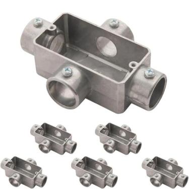 Imagem de 6 Condulete Tipo X 1/2 Polegada Em Alumínio Sem Rosca Sieg Prateado 52