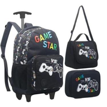Imagem de Kit Mochila de Rodinha, Lancheira e Estojo Gamer Star-Unissex