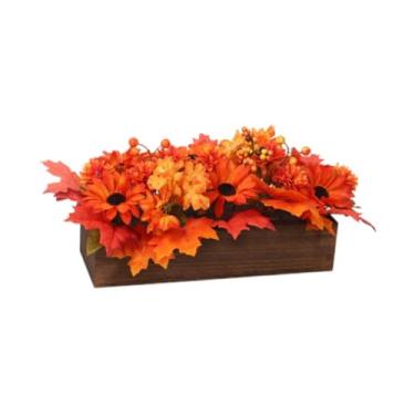 Imagem de Fancyes Flores artificiais de outono, girassóis, folhas de bordo, buquês, decoração, centro de mesa para sala de estar, mesa, decoração de ação de graças