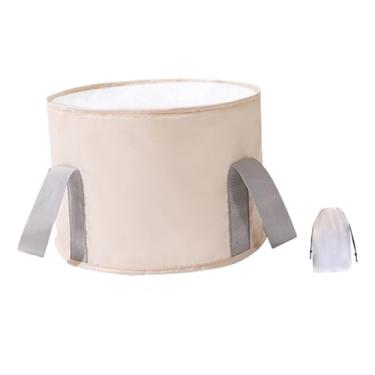 Imagem de oshhni Banheira dobrável para pés, balde para banho de pés para mulheres e homens, bacia resistente para pedicure e imersão de pés para uso doméstico, Bege, S
