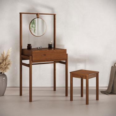 Imagem de Penteadeira Camarim Vintage Maquiagem Escrivaninha Castanho Lily