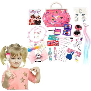 Imagem de Jogo de maquiagem False Makeup Toys com bolsa de cosméticos para meninas