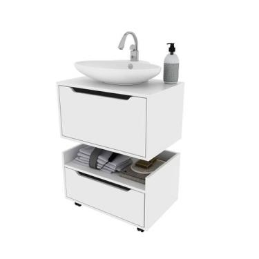 Imagem de Conjunto de Banheiro com Balcão Gabinete Suspenso com 1 Porta e Balcão