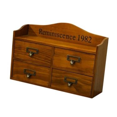 Imagem de IEUDNS Caixa organizadora de gavetas de madeira para armário decorativo, mesa ou parede para penteadeira, Marrom