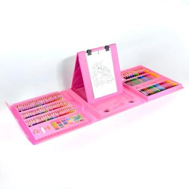 Imagem de Kit Maleta de Pintura Infantil, Rosa, 208 Peças, com Lápis de Cor, Canetinhas, Giz de Cera, Aquarela, Material Artístico Completo, 100x41cm, para Crianças