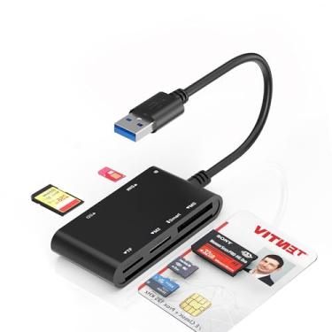 Imagem de Adaptador de cartão SIM para computador – 7 em 1 CAC Smart Card Reader Militar, MS Pro Duo/SD/TF/M2/ID/IC/PIV/SIM, leitor de cartão SIM Memory Stick Pro Duo, para computador, PC, Windows, Linux, MacOS