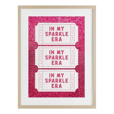 Imagem de Stupell Industries In My Sparkle Era Tickets Impressão emoldurada de bétula sob vidro, design por Lettered and Lined, 23 x 17