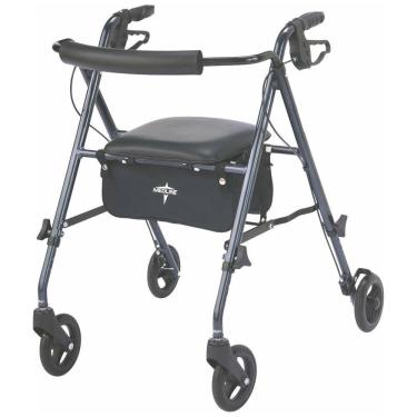 Imagem de Andador Rollator de Alumínio Ultraleve Medline, Azul Fumê, Suporta até 113,4 kg, Rodas de 6 polegadas, Braços e Assento Ajustáveis