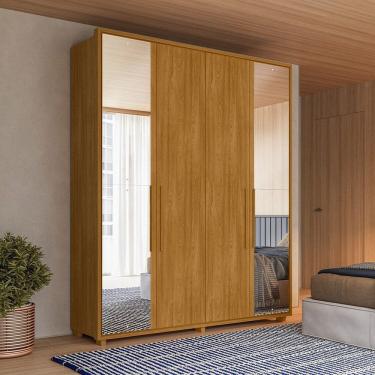Imagem de Guarda-Roupa Casal 4 Portas 3 Gavetas 100% MDF com Espelhos e Pés Greco