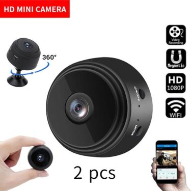 Imagem de Mini câmera de segurança, 2 unidades, visão noturna 1080P e detecção de movimento, conexão Wi-Fi