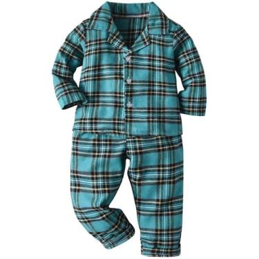 Imagem de Conjunto de pijamas Schbbbta Kids Xadrez de flanela verde 9-10 anos