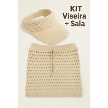 Imagem de KIT Saia e Viseira Saída de Praia Piscina Tendencia Verão Em Tricô - N