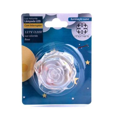 Imagem de Luminária de Tomada Bivolt Rosa Branco - Tudo em Caixa