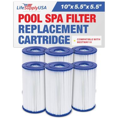 Imagem de LifeSupplyUSA Substituição de filtro de piscina para cartucho Bestway Tipo IV/B 29005E para filtro de spa de piscinas acima do solo (pacote com 6)