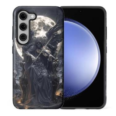 Imagem de WANKBLC Capa brilhante compatível com Samsung Galaxy S25 Plus para meninas e meninos, design de corpo inteiro, silicone macio, proteção contra arranhões, padrão maluco, preto, Grim Reaper, violino